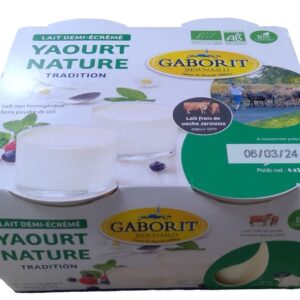 Yaourt nature bio au lait demi-écrémé 4x125g