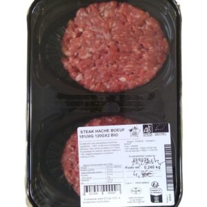 Steak haché Boeuf Bio 15% MG 120g x 2