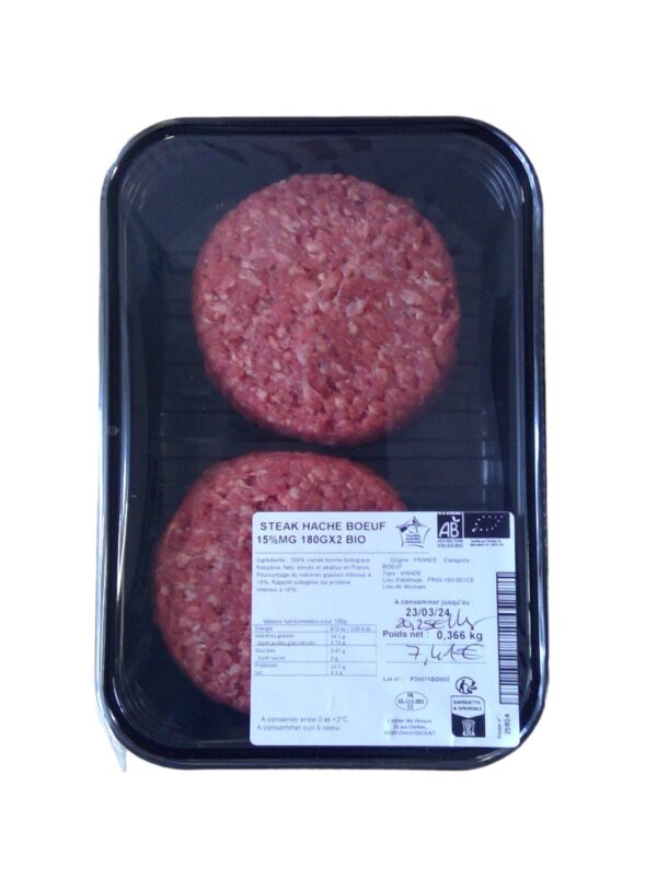 Steak haché Boeuf Bio 15% MG 180g x 4